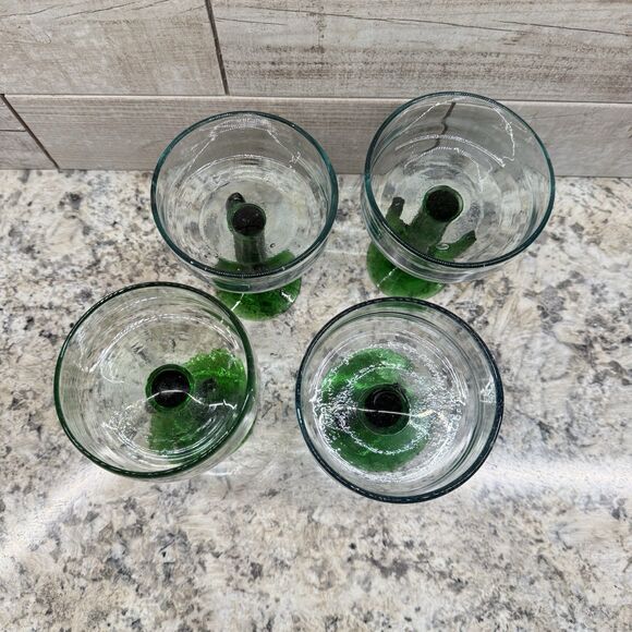 Vintage Saguaro Cactus Hand Blown Mexican Art Glass Margarita Glass 5pc Set - Picture 3 of 16